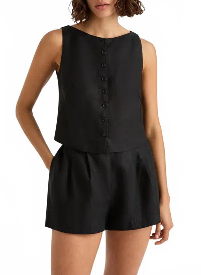Faithfull The Brand Elia Linen Top In Black