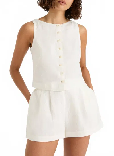 Faithfull The Brand Elia Linen Top In White