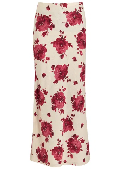 Faithfull The Brand Elise Floral-printed Linen Midi Skirt