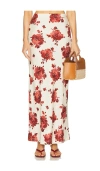 Faithfull The Brand Linen Elise Maxi Skirt In Cecile Floral & Garnet