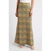 Faithfull The Brand Eliza Pattern Maxi Skirt In Ripple Green