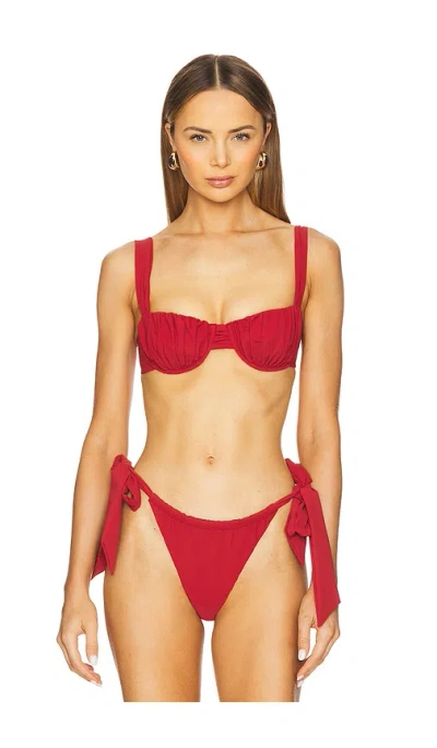 Faithfull The Brand Emily Bikini Top In Garnet