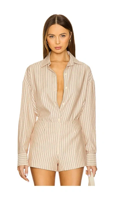 Faithfull The Brand En Vau Shirt In Pinstripe Garnet & Blush