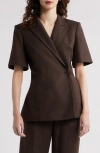 Faithfull The Brand Enna Short Sleeve Blazer In Chocolate