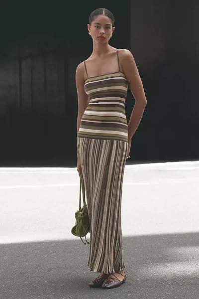 Faithfull The Brand Esenia Drop-waist Knit Dress In Brown