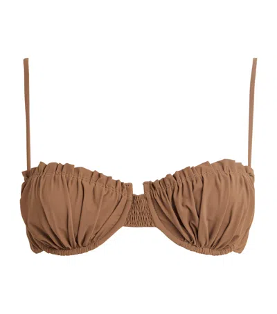 Faithfull The Brand Esterel Balconette Bikini Top In Brown