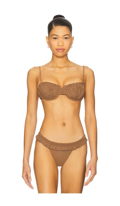 Faithfull The Brand Esterel Bikini Top In Brown