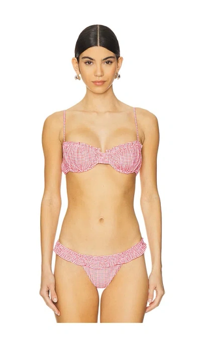 Faithfull The Brand Esterel Bikini Top In Gingham Red