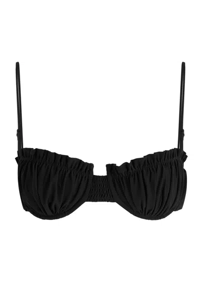 Faithfull The Brand Esterel Frill Bikini Top In Black