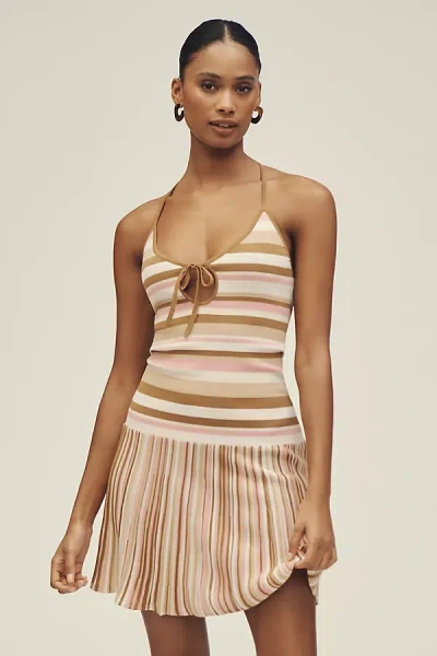 Faithfull The Brand Faithfull Elena Sleeveless Scoop-neck Mini Dress In Neutral