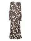 Faithfull The Brand Faroe Printed Satin Maxi Dress In Brown