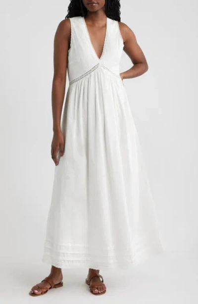 Faithfull The Brand Fiora Lace Detail Cotton Maxi Dress In White