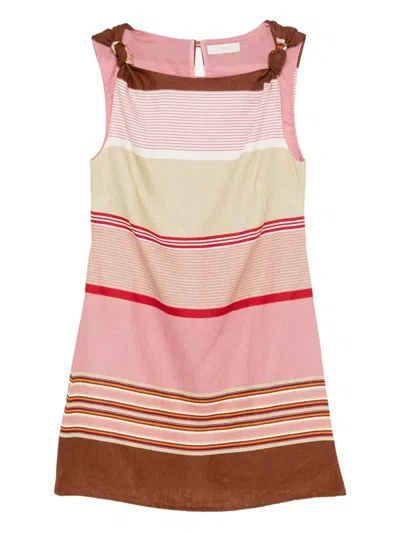 Faithfull The Brand Flor Knot Striped Mini Dress In Pink