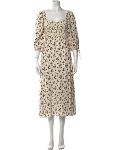 Pre-owned Faithfull The Brand Floral Print Long Dress In Pink