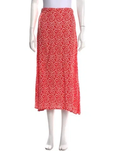 Pre-owned Faithfull The Brand Floral Print Midi Length Skirt In Red
