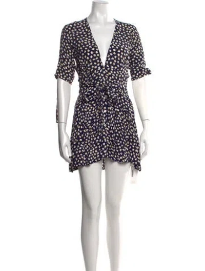 Pre-owned Faithfull The Brand Floral Print Mini Dress In Blue
