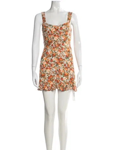 Pre-owned Faithfull The Brand Floral Print Mini Dress In Orange