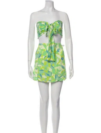 Pre-owned Faithfull The Brand Floral Print Skirt Set In Green