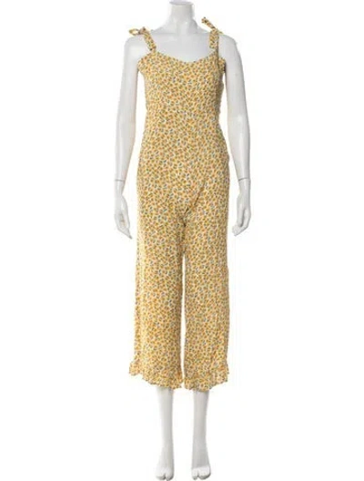 Pre-owned Faithfull The Brand Floral Print V-neck Jumpsuit In Multi