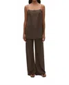 Faithfull The Brand Florine Straight Leg Pant In Forest In Brown