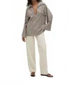 Faithfull The Brand Gaia Long Wide Sleeves Top In Norway Stripe Espresso In Multi