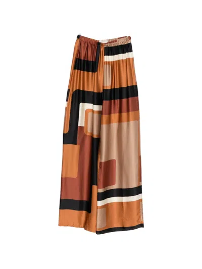 Faithfull The Brand Geometric-print Palazzo Pants In Burgundy