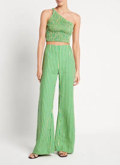 Faithfull The Brand Green Stripe High Waisted Linen Pants