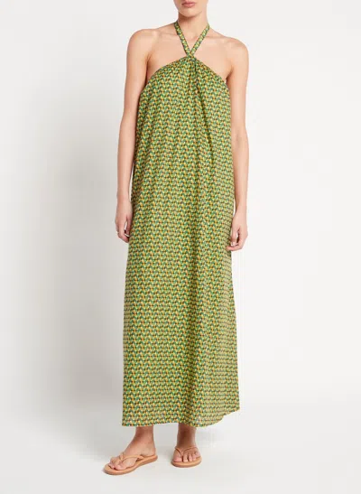 Faithfull The Brand Halter Maxi Dress In Rio Print In Green