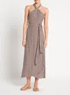 Faithfull The Brand Halter Neck Midi Dress With Checkered Print In Brown
