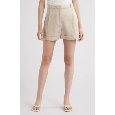 Faithfull The Brand Hardy Cuffed Linen Shorts In Natural