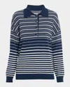 Faithfull The Brand Harlow Striped Oversized Polo In Blue