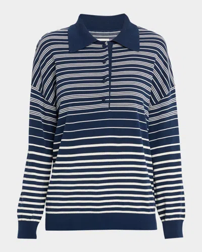 Faithfull The Brand Harlow Striped Oversized Polo In Blue