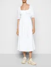 Faithfull The Brand Harmonita Midi Dress In Plain White In Multi