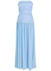 Faithfull The Brand Hedy Draped Linen And Jersey Maxi Dress In Blue
