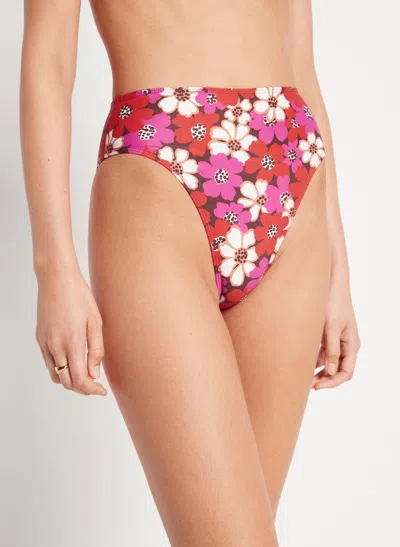 Faithfull The Brand High Waisted Bikini Briefs With Floral Print In Pink