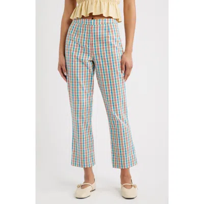 Faithfull The Brand Iria Check Cotton & Linen Capri Pants In Multi