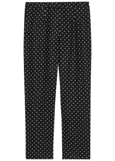 Faithfull The Brand Iria Polka-dot Linen Straight-leg Trousers In Black