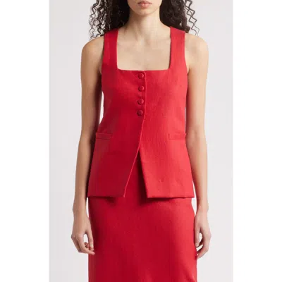 Faithfull The Brand Jacket Linen Vest In Red