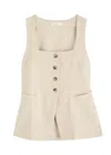 Faithfull The Brand Jackie Button-up Linen Top In Natural