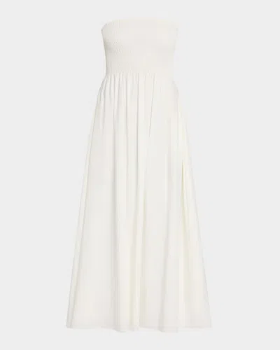 Faithfull The Brand Jamie Strapless Linen Midi Dress In White