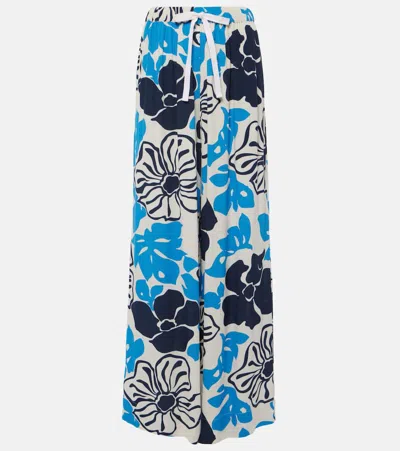 Faithfull The Brand Kartika Floral Wide-leg Pants In Blue