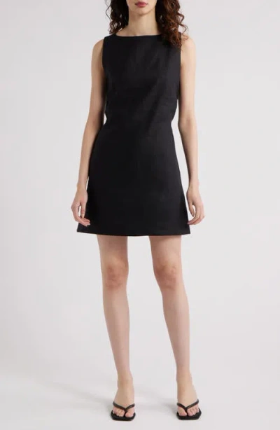 Faithfull The Brand Kelly Linen Minidress In Black