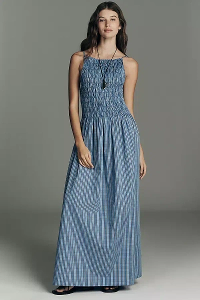 Faithfull The Brand Laia Smocked Sleeveless Maxi Dress In Blue