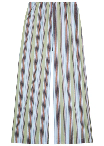 Faithfull The Brand Lane Striped Cotton And Linen-blend Trousers In Animal Print