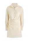 Faithfull The Brand Laria Striped Linen-blend Mini Shirt Dress In Beige