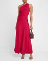 Faithfull The Brand Laureles One-shoulder Ruched Maxi Dress In Raspberry In Red