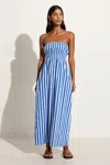 Faithfull The Brand Le Bon Midi Dress Bayou Stripe-cobalt In Blue