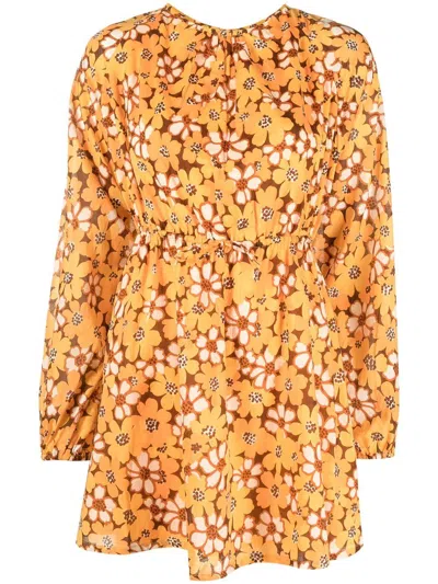 Faithfull The Brand Li Reni Floral Print Dress In Orange