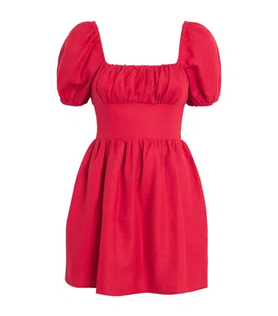 Faithfull The Brand Linen Dalia Mini Dress In Red