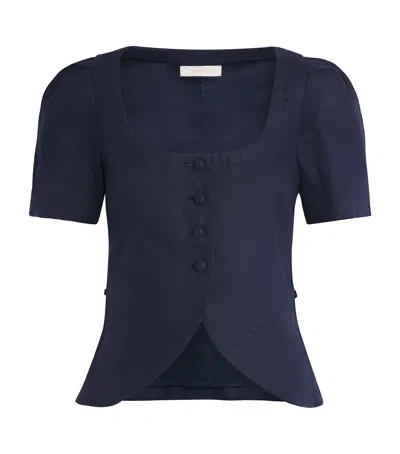 Faithfull The Brand Linen Emma Vest In Blue